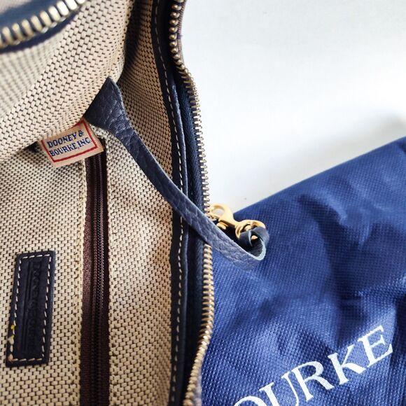 Vintage Dooney & Bourke Bag Signature Y2K 90S Blue Gray Dust Bag Canvas Leather - Picture 12 of 16
